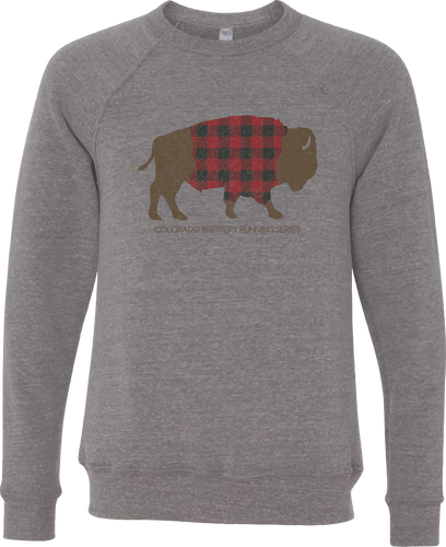 Buffalo Plaid Bison - Unisex Crewneck Sweatshirt - Grey Triblend