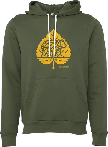 Aspen Leaf Bear - Hoodie - Military Green