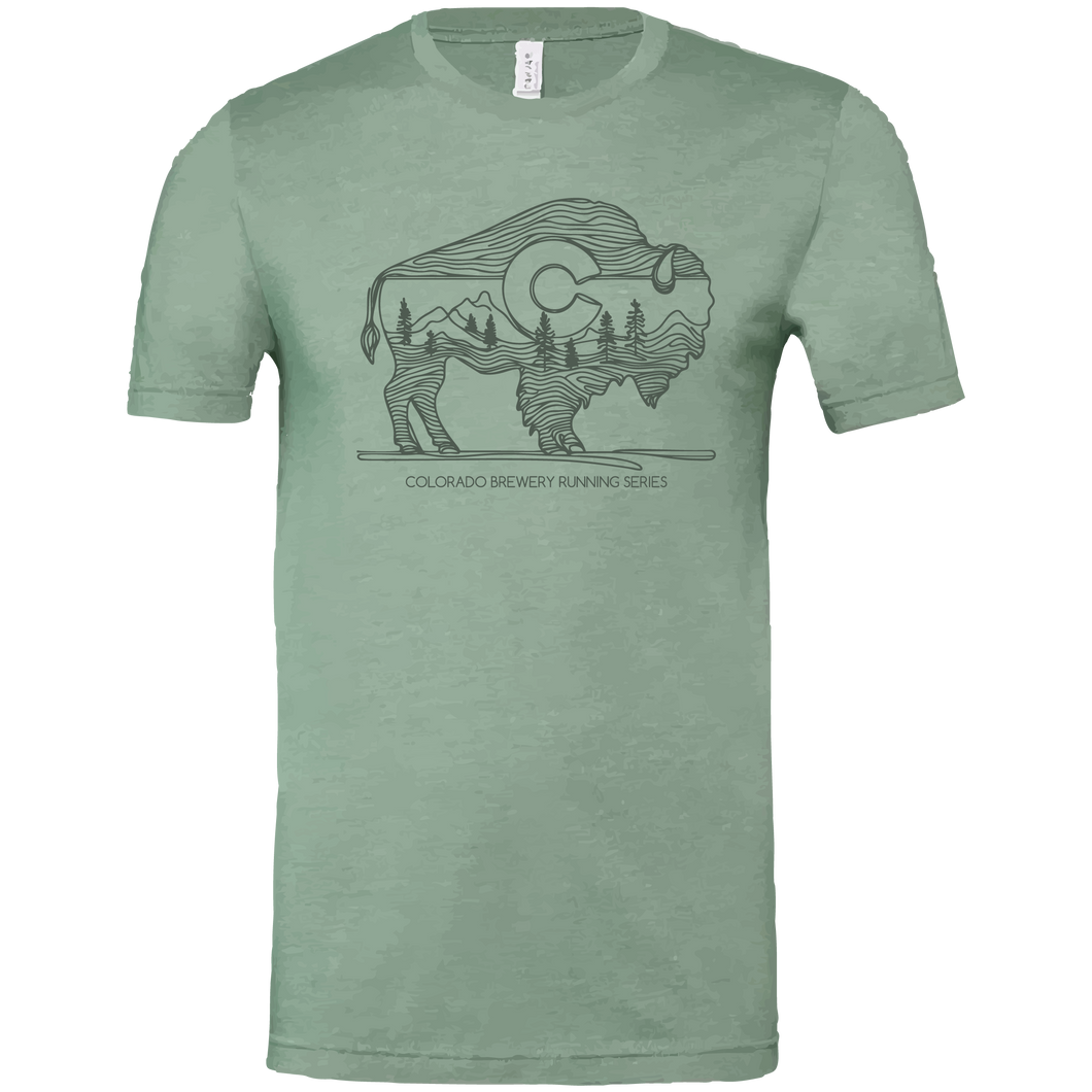 CO Green Bison - Unisex T-shirt - Heather Dusty Green