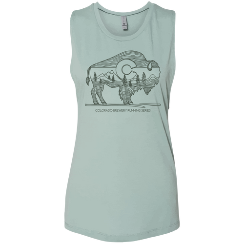 CO Green Bison - Women's Festival Muscle Tank - Stonewash Green