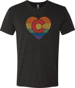 Colorado Pride Heart - T-shirt - Heather Black