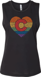 Colorado Pride Heart - Contoured Festival Muscle Tank - Heather Black