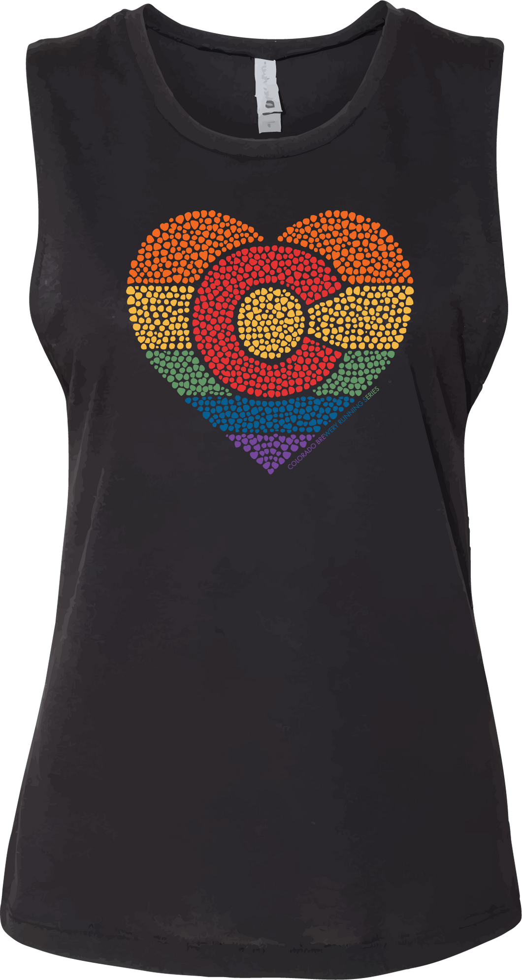 Colorado Pride Heart - Contoured Festival Muscle Tank - Heather Black