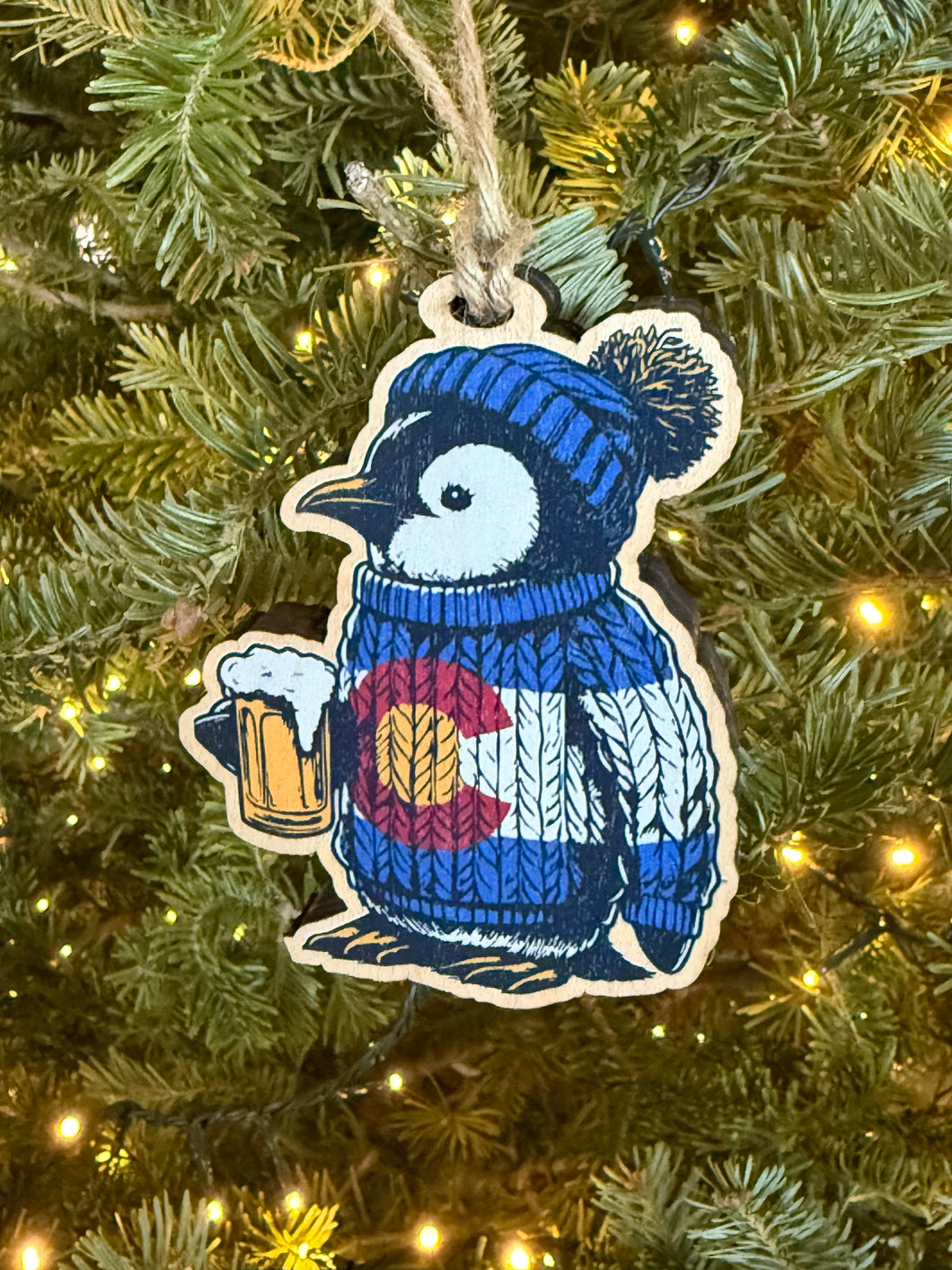 Colorado Penguin Holiday Ornament