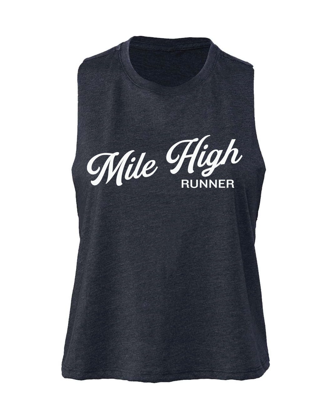 Mile High Runner - Women's Muscle Crop Tank Top - Heather Navy