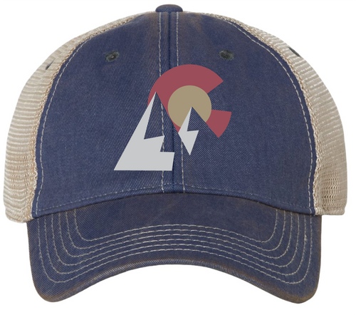 Colorado Mountain Silhouette Trucker Hat - Royal/Khaki