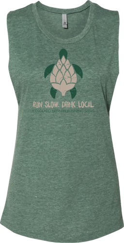 Run Slow. Drink Local. - Women's Festival Muscle Tank - Heather Green