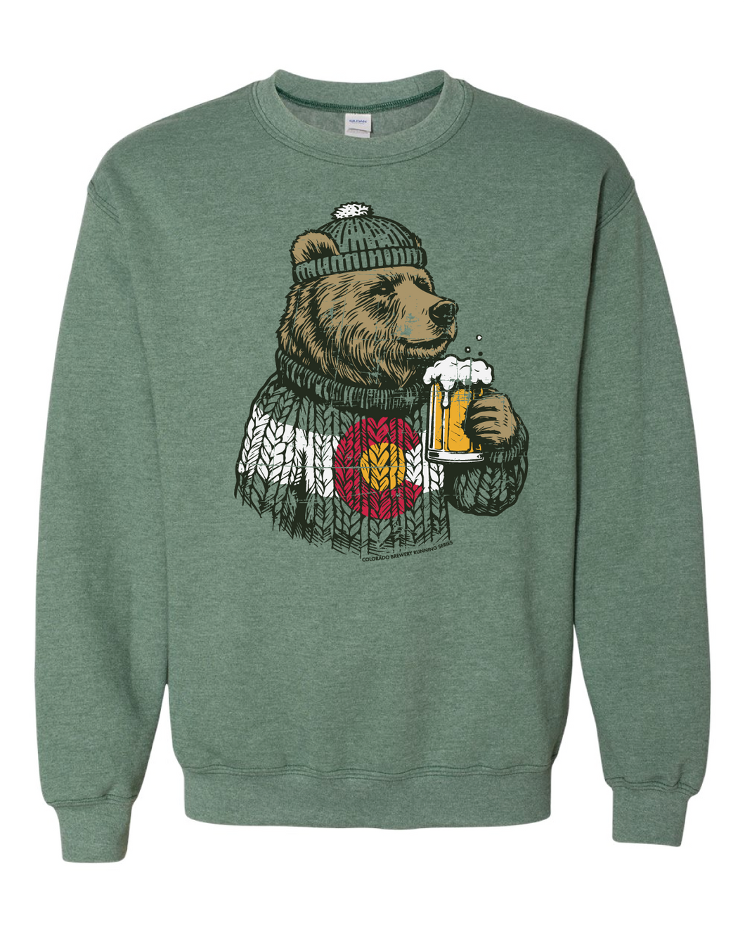 Colorado Cozy Bear - Unisex Crewneck Sweatshirt - Heather Dark Green