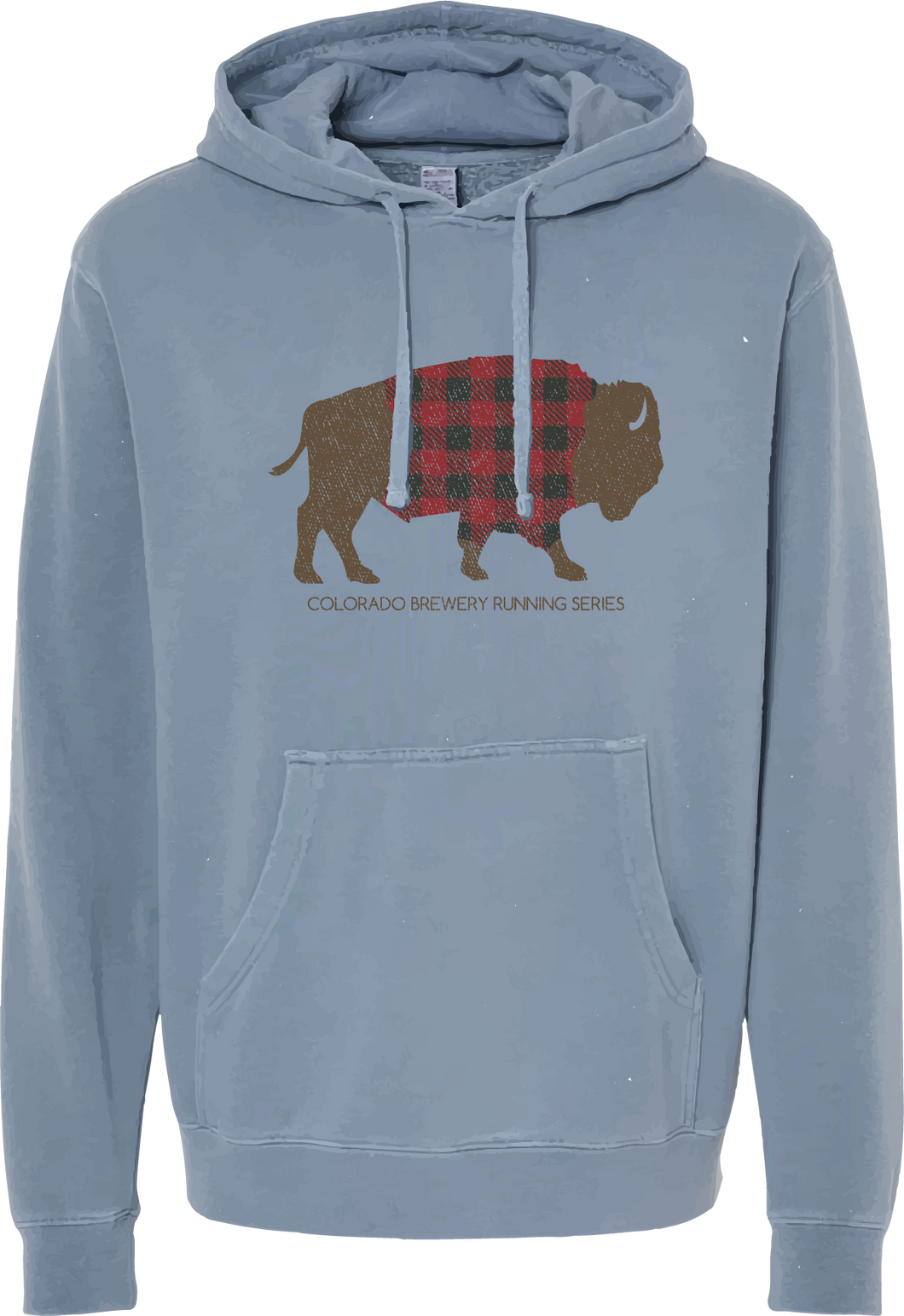 Buffalo Plaid Bison - Unisex Pullover Hoodie - Slate Blue