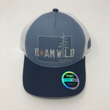 Load image into Gallery viewer, Roam Wild Colorado - BOCO Technical Trucker Hat - Light Blue/Dark Blue