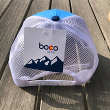 Load image into Gallery viewer, Colorado Mountains - BOCO Technical Trucker Hat - Blue/White
